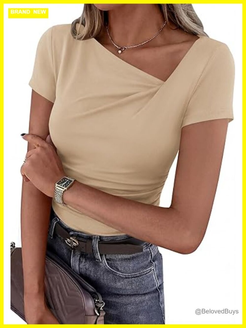 Ribbed Asymmetrical Short Sleeve Fitted Tee Crop Top Y2K Summer